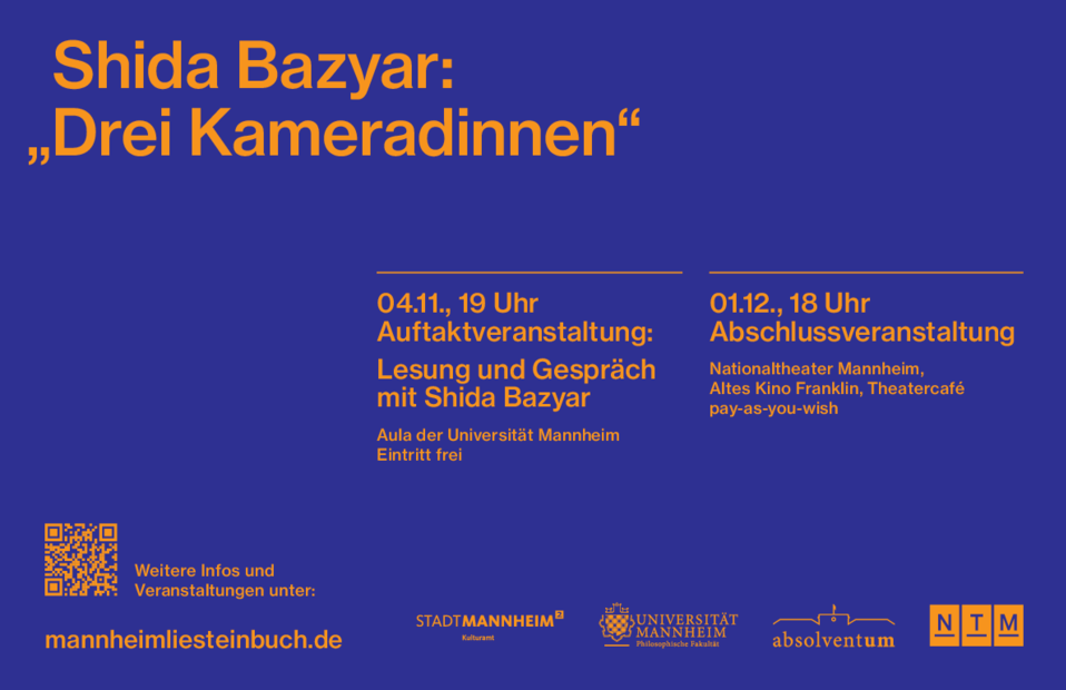 Plakat Mannheim liest ein Buch Das Plakat der Aktion "Mannheim liest ein Buch" 2024. Mehr Informationen finden Sie im folgenden Text.