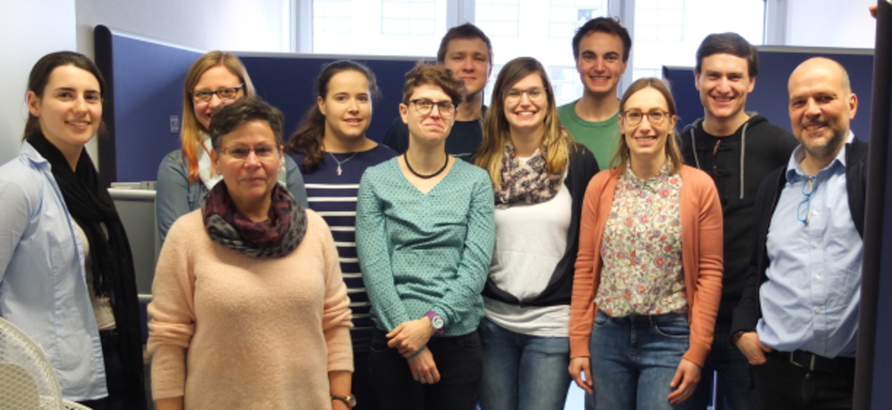 FSS 2017 Gruppenbild des Lehrstuhls vor Pinnwänden, FSS 2017