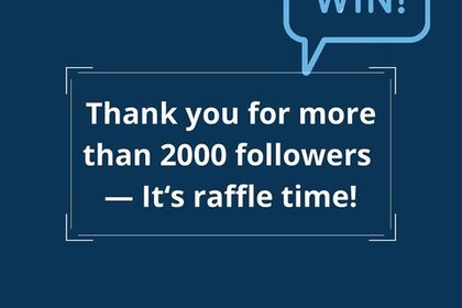 In der Mitte steht "Danke für mehr als 2.000 Follower. Es ist raffle time!". Unten rechts ist das Logo des IFS- Institut für Sport der Universität Mannheim