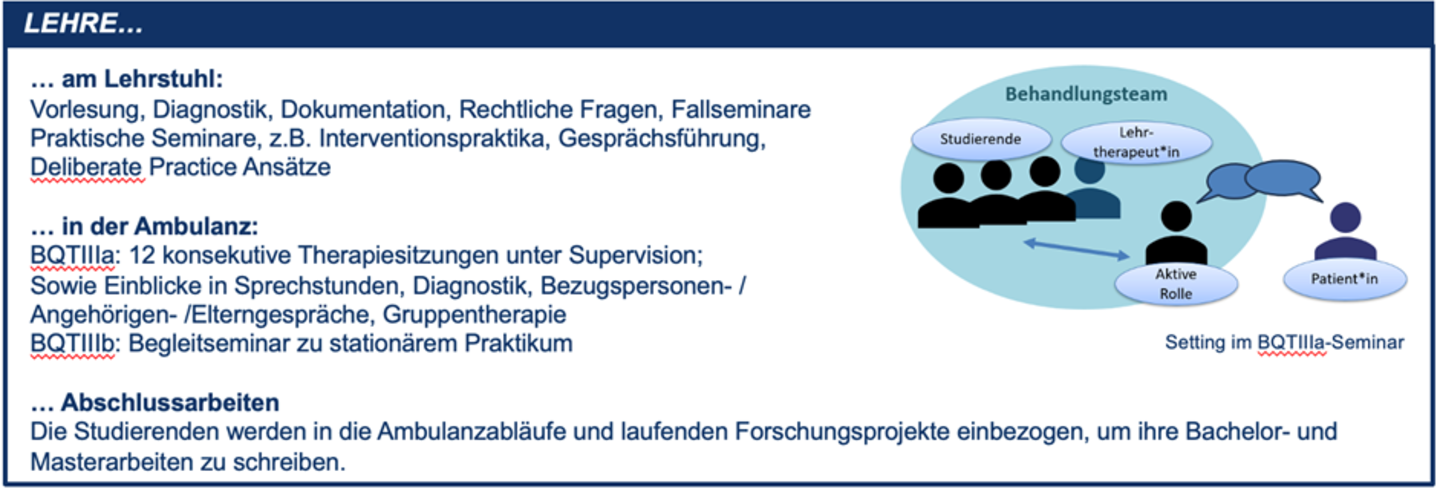 Grafische Visualisierung der Lehre, aufgegliedert in Lehrstuhl, Ambulanz und Abschlussarbeiten