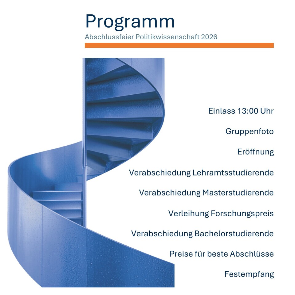 Programmflyer der Abschlussfeier Politikwissenschaft 2026