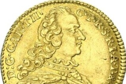 Dukat aus dem Herzogtum Berg mit dem Konterfei Carl Theodors, 1749