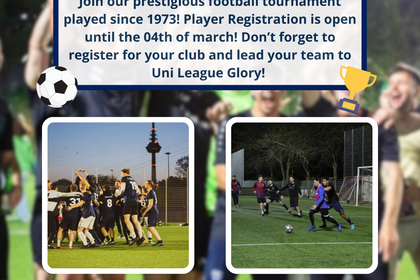 Pictures of the IFS Uni League with a text announcing that the league is starting soon