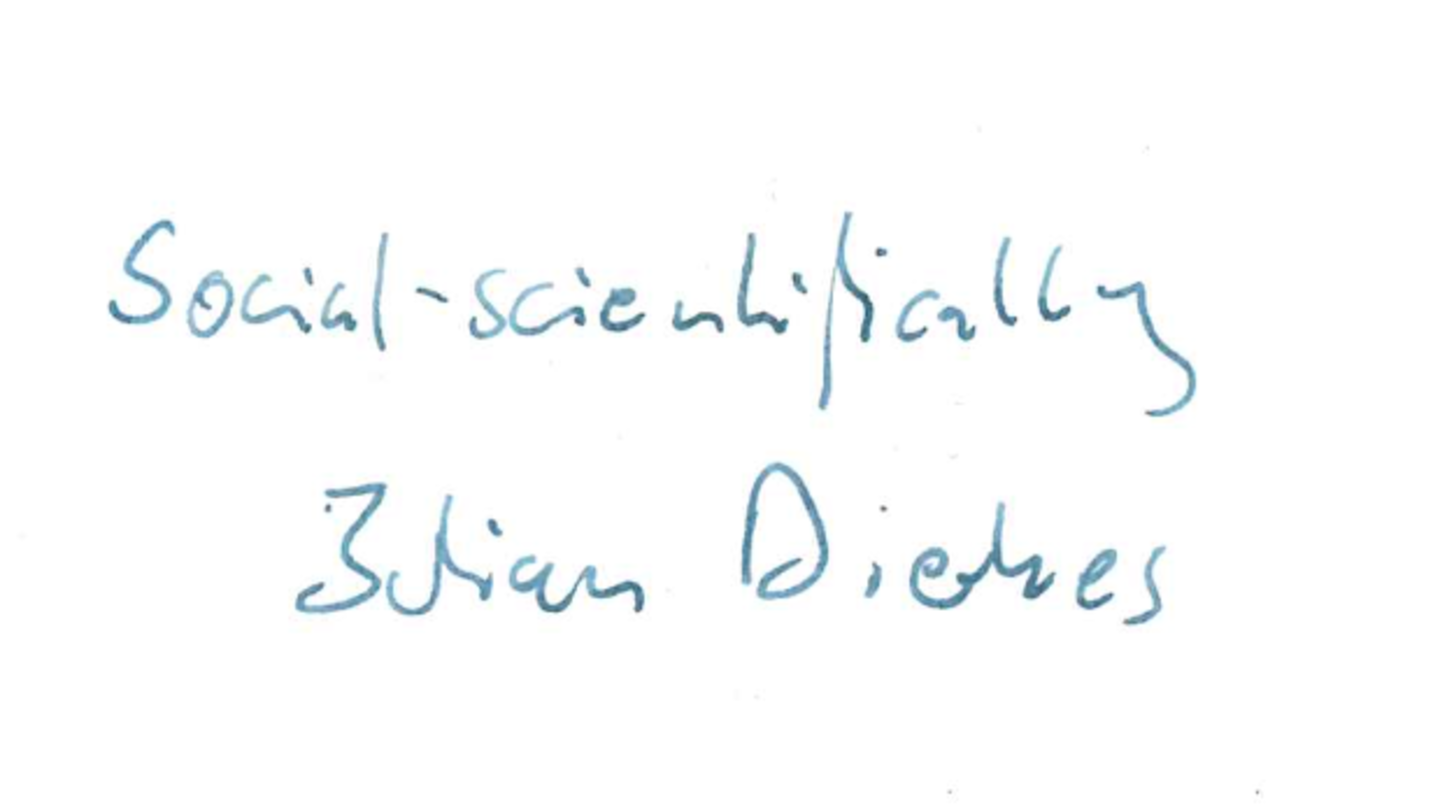 Handwritten signature text: ‘Social Sciences, Julian Dierkes’