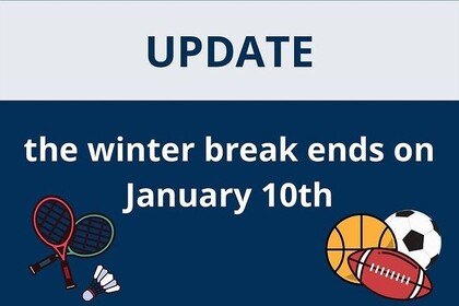 In der Mitte steht: "Update: Winterpause endet am 10. Januar" Unten rechts ist das Logo des IFS- Institut für Sport der Universität Mannheim.