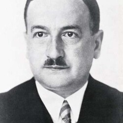 Schwarz-weiß Porträt von Otto Selz. Er trägt ein weißes Hemd, eine Krawatte und eine schwarze Anzugjacke. 