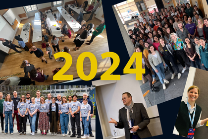 Zu sehen ist eine Collage mit Fotos der Aktivitäten des Centers im Jahr 2024. In der Mitte steht die Jahreszahl 2024.