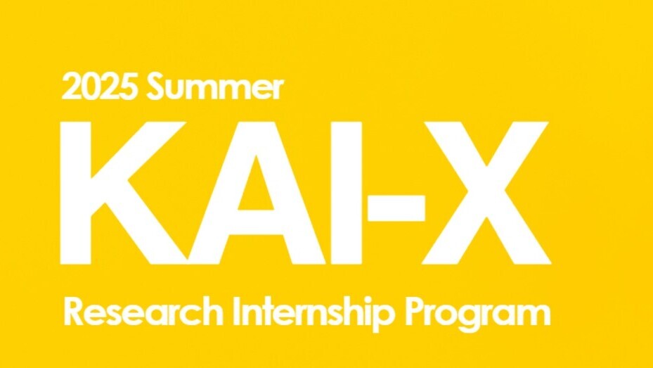 Logo KAI-X Resarch Internship Program 2025 Summer, gelber Hintergrund, weiße Schrift