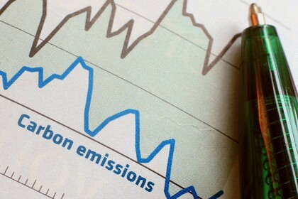 Ausschnitt Liniengrafik von Kohlenstoffemissionen