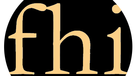Logo des Fördervereins, die Abkürzung "fhi" auf schwarzem Untergrund. 