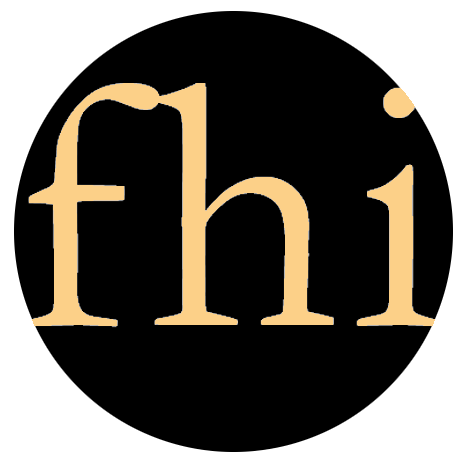 Logo des Fördervereins, die Abkürzung "fhi" auf schwarzem Untergrund.