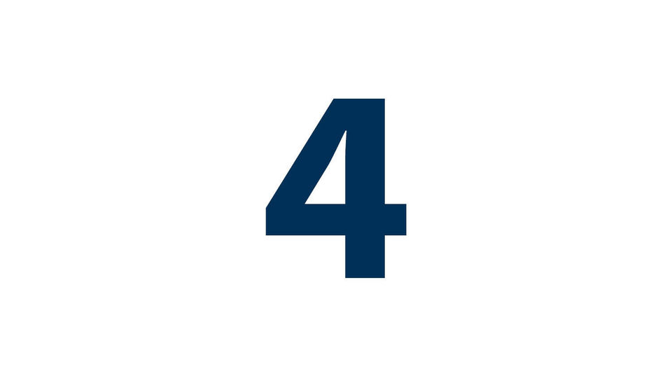 The number "four" can be seen in blue on a white background.