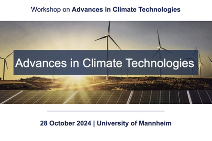 Titelseite der Präsentation für den „Workshop on Advances in Climate Technologies“, der am 28. Oktober 2024 an der Universität Mannheim stattfindet.