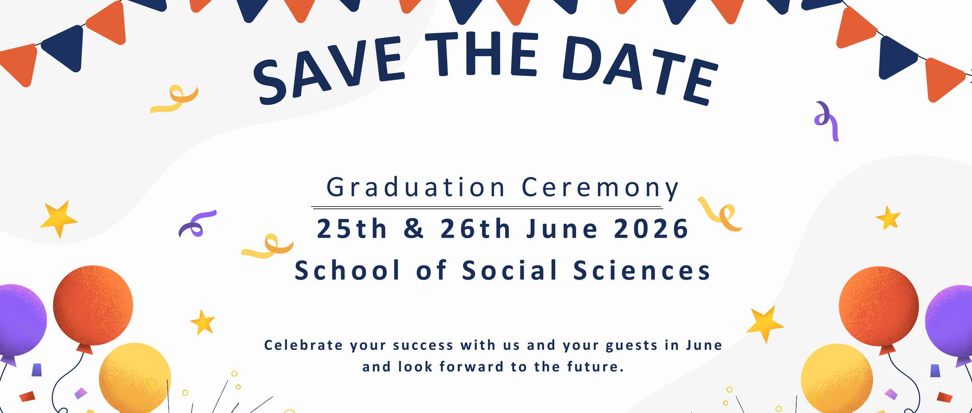 A special moment worth saving Garlands and colourful balloons, and the headline ‘Save the date’