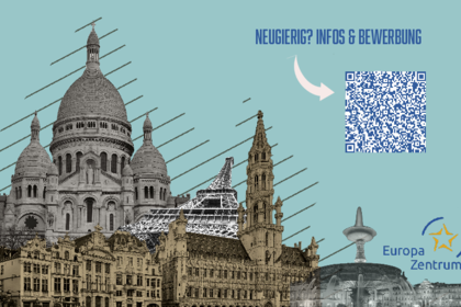Flyer der Summer School zum Thema "Erinnerungskultur" für Geschichtsstudierende in BW im August 2025 mit QR-Code.