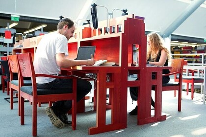 Studierende sitzen in der A3-Bibliothek und lernen.