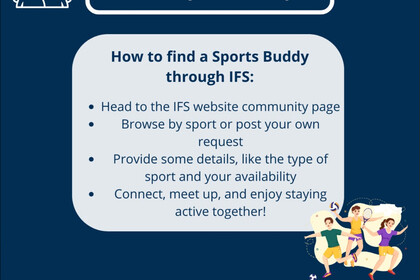 Text with information about finding a sports buddy