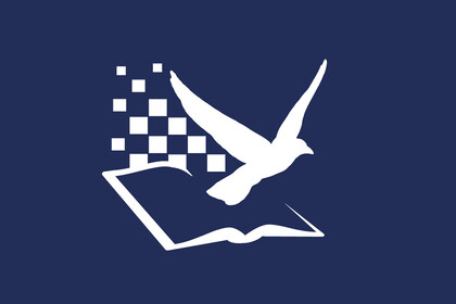 Logo des Open Science Office der Universität Mannheim zeigt ein Buch aus dem ein Vogel fliegt und im Hintergrund einige Quadrate.