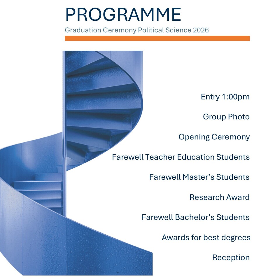 Programmflyer der Abschlussfeier Politikwissenschaft 2026 auf englisch
